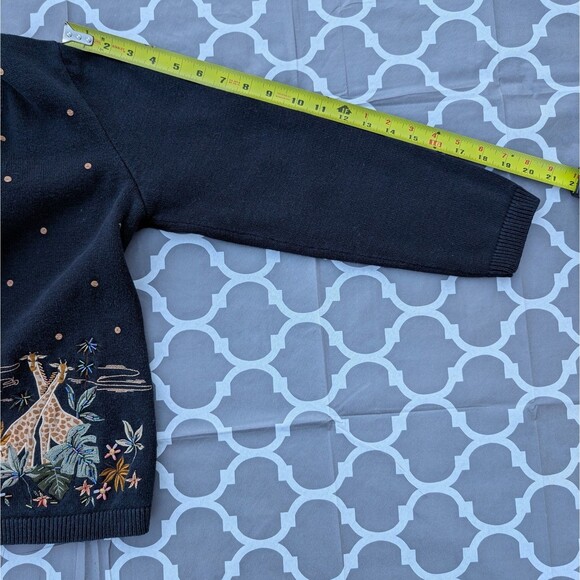 Alfred Dunner Safari Giraffe Sequin Embroidered Cardigan Sweater Petite S VTG - Picture 9 of 9